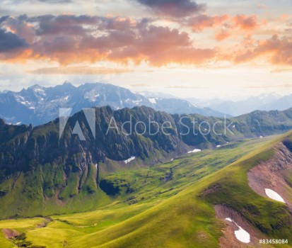 Picture of green caucasian mountains